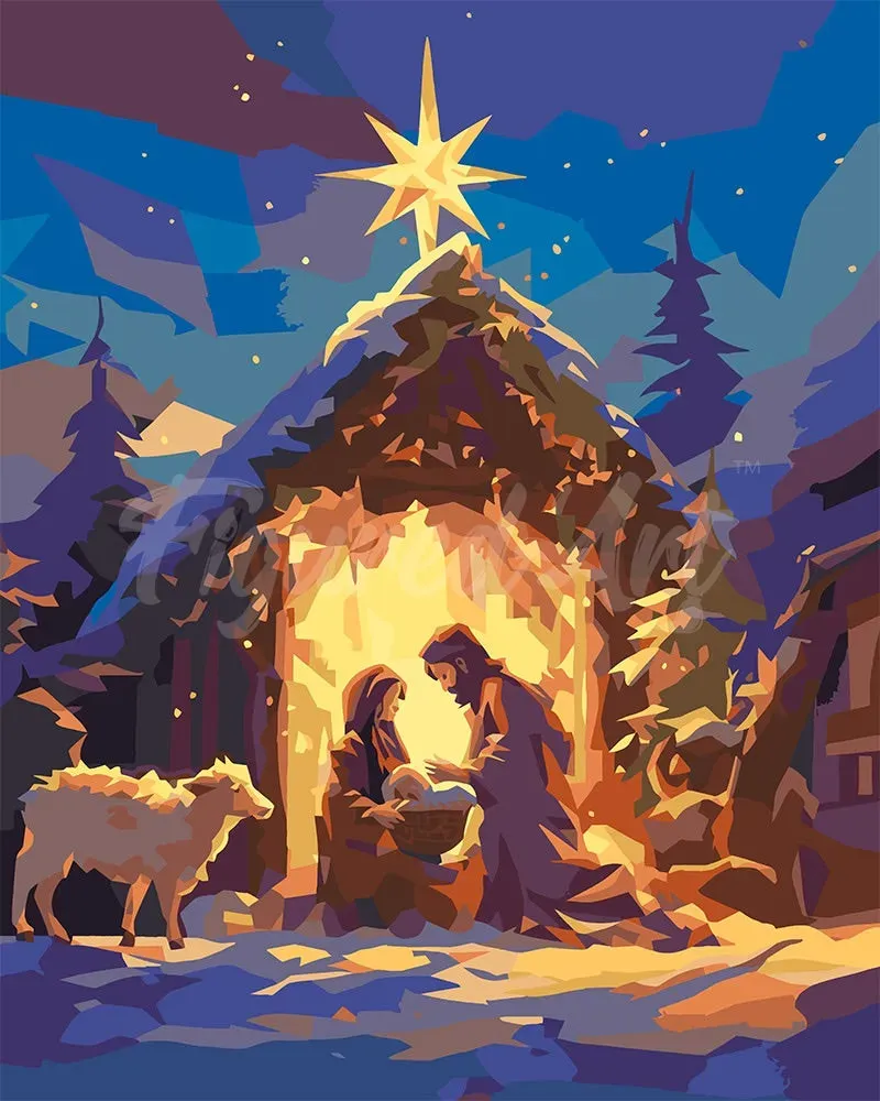 Figured'Art Stille Nacht schilderen op nummer 40x50cm eenvoudig