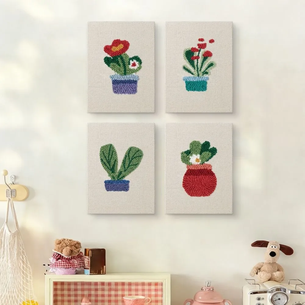Figured'Art Thuis Tuin Sfeer punch needle set 4 stuks 15x20 cm