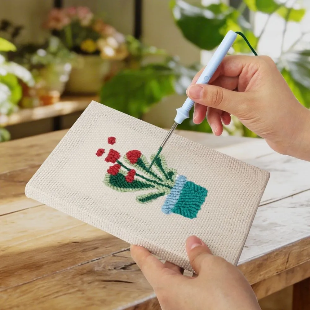 Figured'Art Thuis Tuin Sfeer punch needle set 4 stuks 15x20 cm