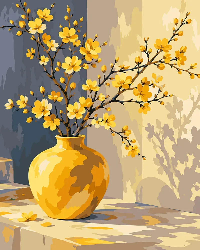 Figured'Art Gouden Bloesems schilderen op nummer 40x50 cm bloemen