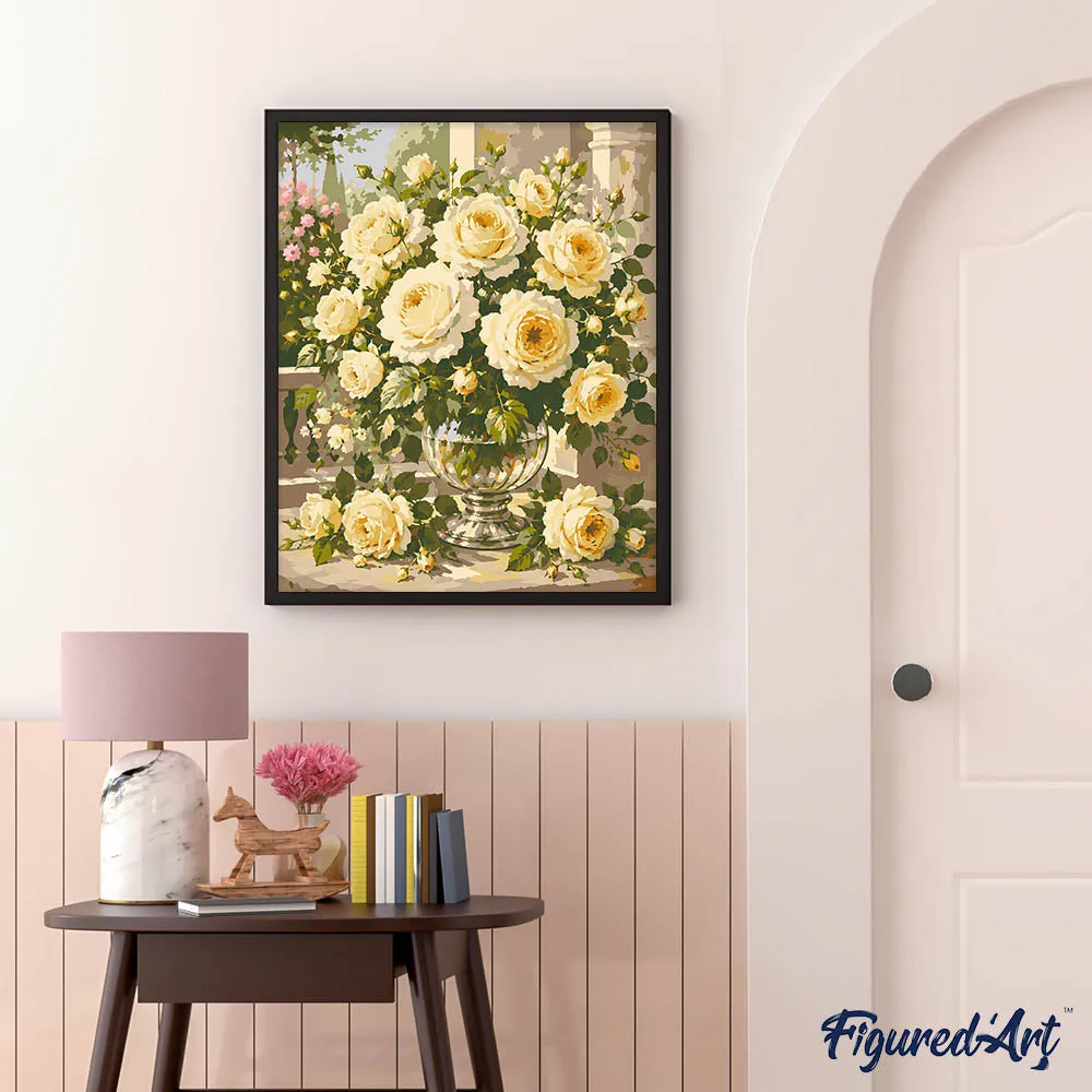 Figured'Art Ivoren Rozenboeket schilderen op nummer 40x50cm bloemen