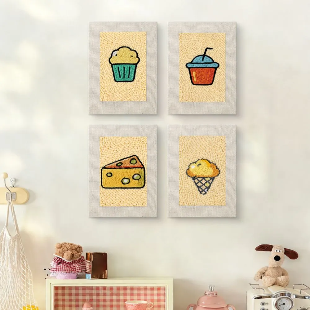 Figured'Art Punch Needle Heerlijke Hapjes set 4 frames 15x20cm