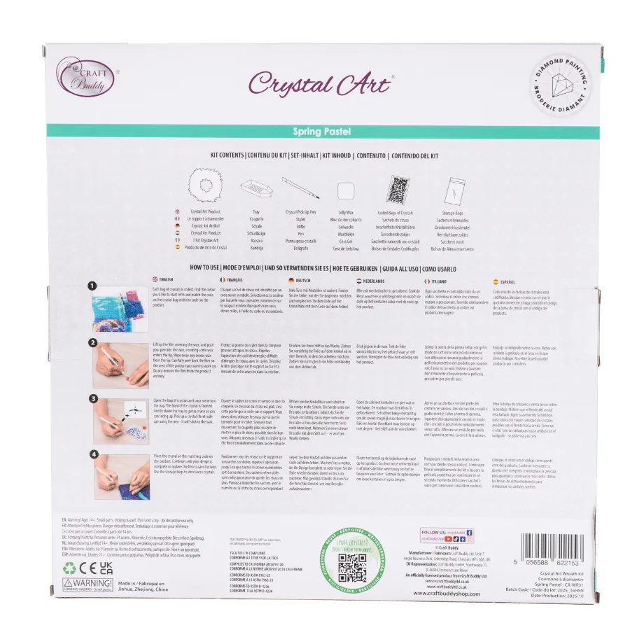 Craft Buddy Crystal Art Spring Pastel krans 35 cm