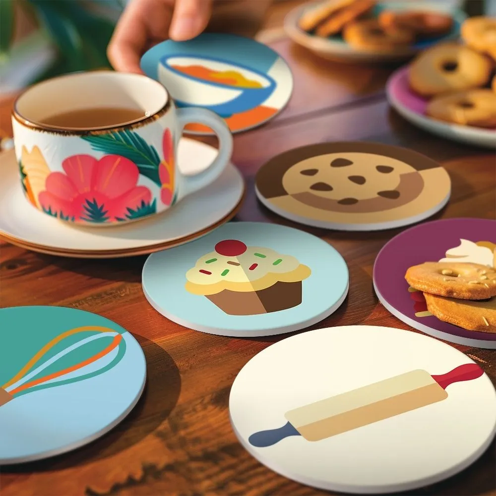 Figured'Art Dessertliefhebbers schilderen op nummer onderzetters 6st