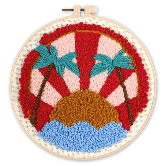 Figured'Art Tropische zonsondergang punch needle 20cm