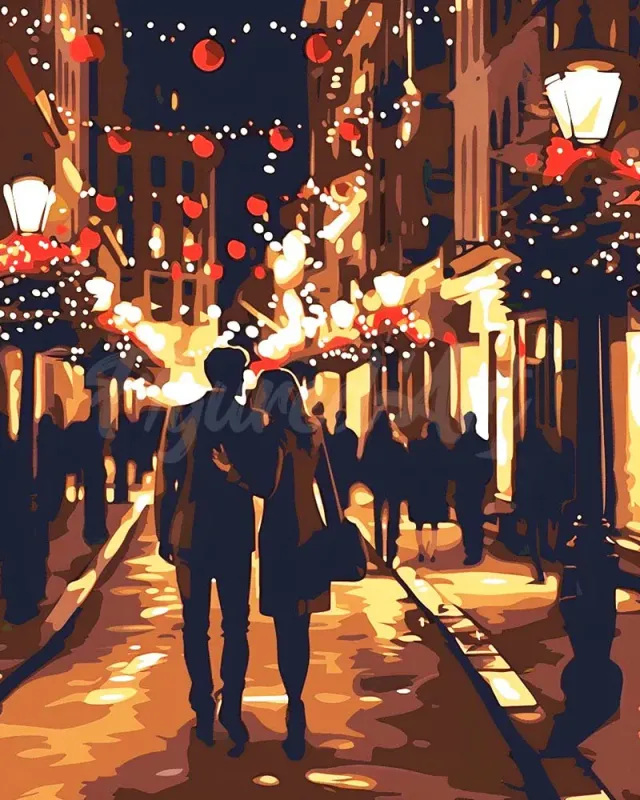 Figured'Art Romantische Kerstnacht diamond painting 40x50 vierkant