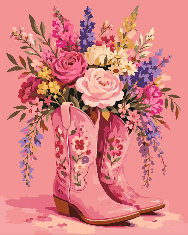 Figured'Art Boeket van cowgirllaarzen schilderen op nummer