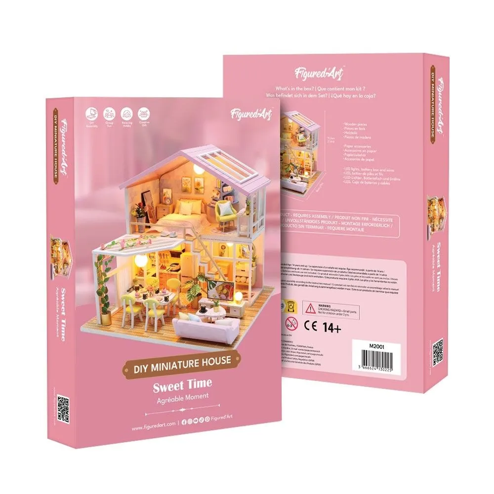 Figured'Art Aangenaam Moment miniatuurhuisje roze met led