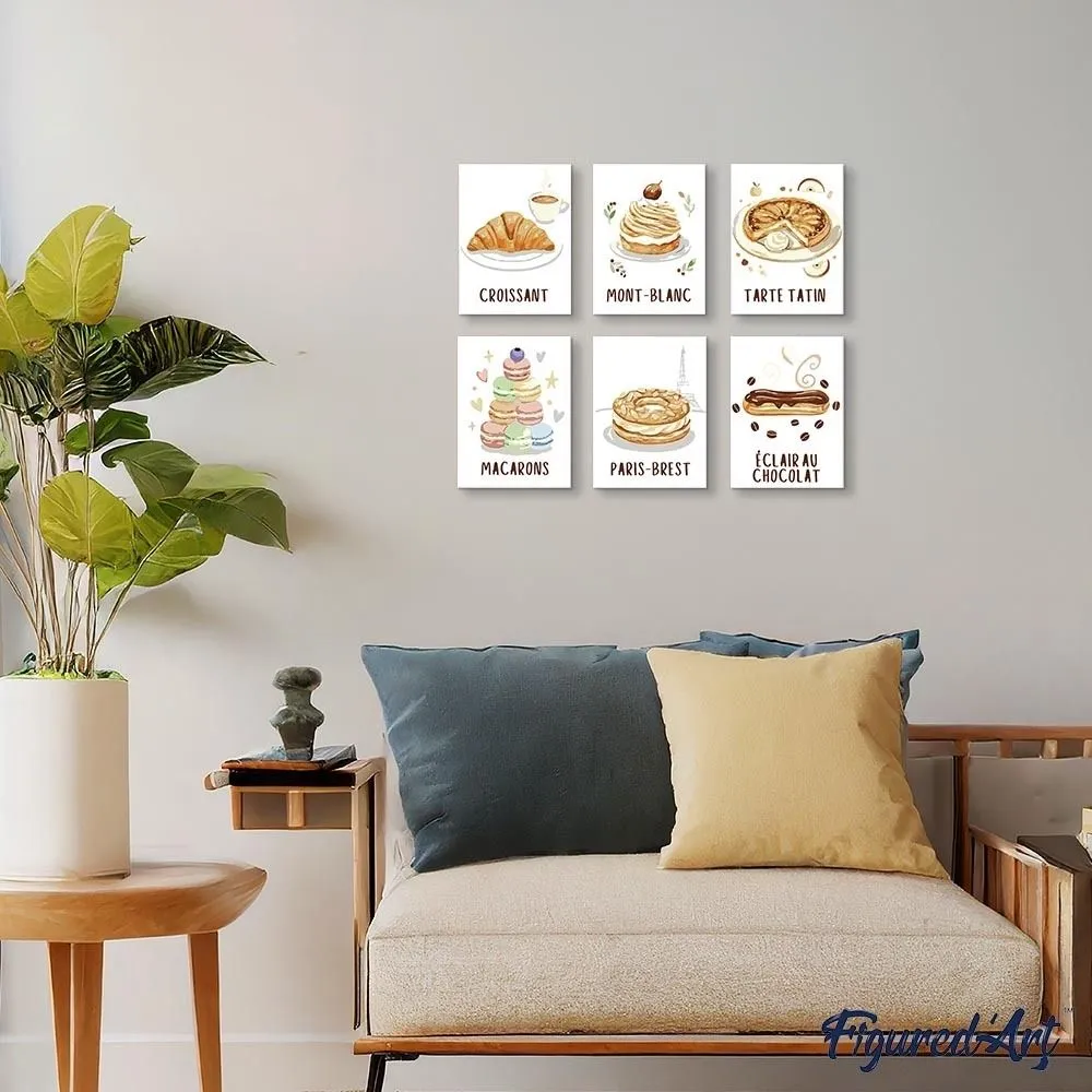 Figured'Art Franse Gebakjes schilderen op nummer 15x20cm 6 stuks