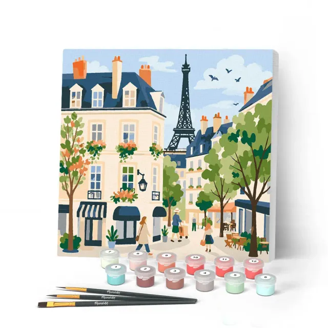 Figured'Art Parijse Straat mini schilderen op nummer 20x20 cm frame