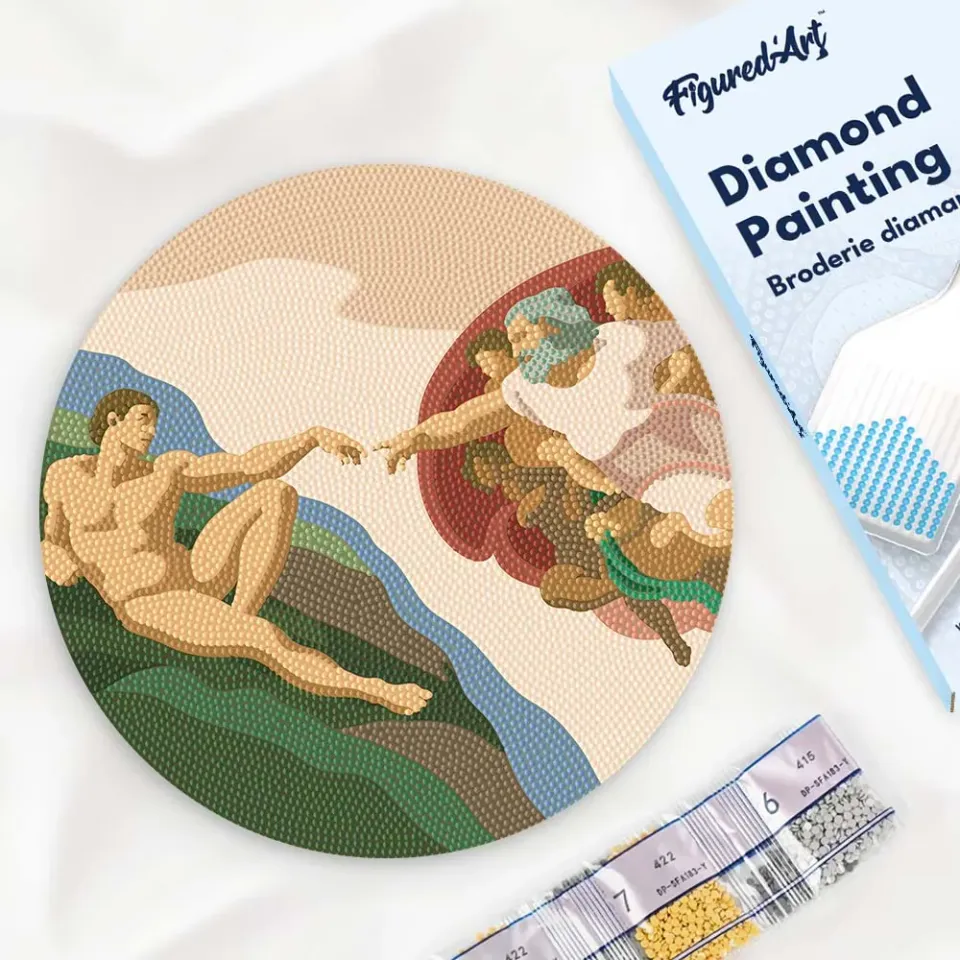 Figured'Art Schepping van Adam diamond painting hout 30cm Michelangelo