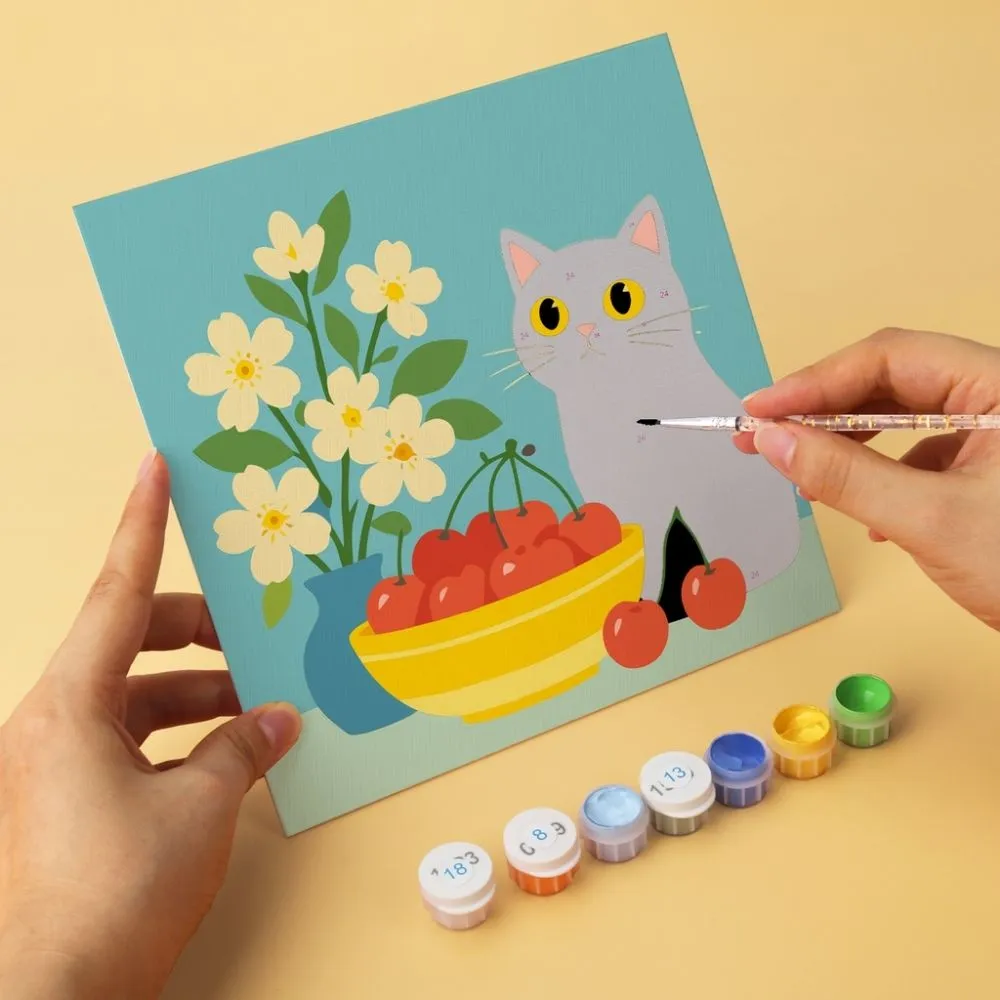 Figured'Art Mini Schilderen op Nummer Kat Fruit 20x20cm 6 stuks