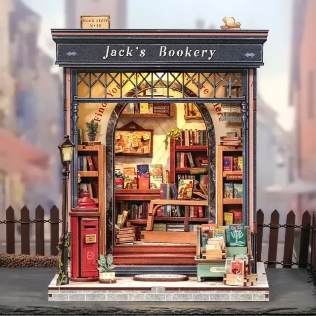 Figured'Art Jacks Boekwinkel miniatuurhuisje 20x15,8cm met led