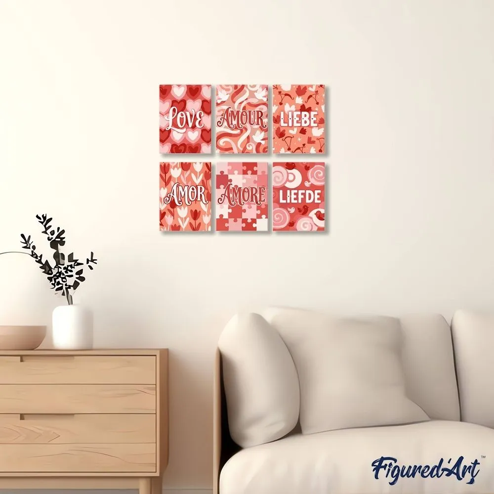 Figured'Art Mini Zoete Hartjes schilderen op nummer 6 stuks 15x20cm