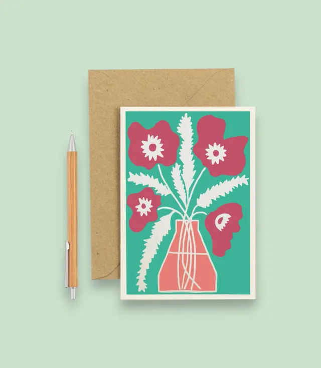 Studio Wald Poppy wenskaart A6 blanco met envelop rood