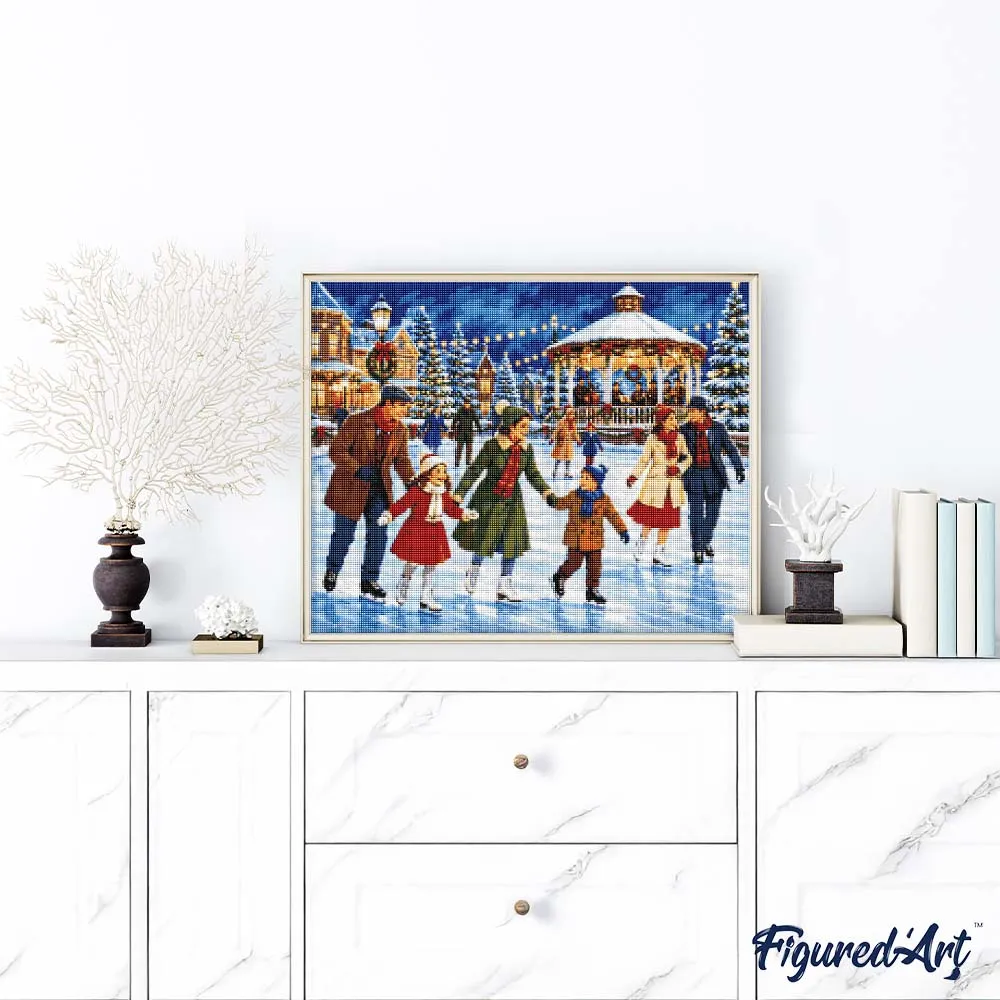 Figured'Art Winterplezier met het gezin diamond painting winter