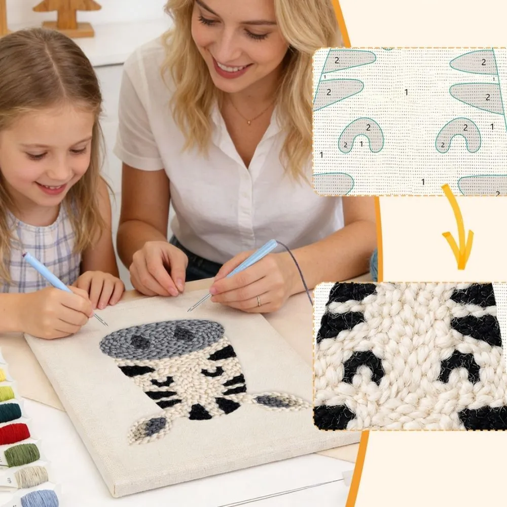 Figured'Art Blije Zebra punch needle pakket met frame