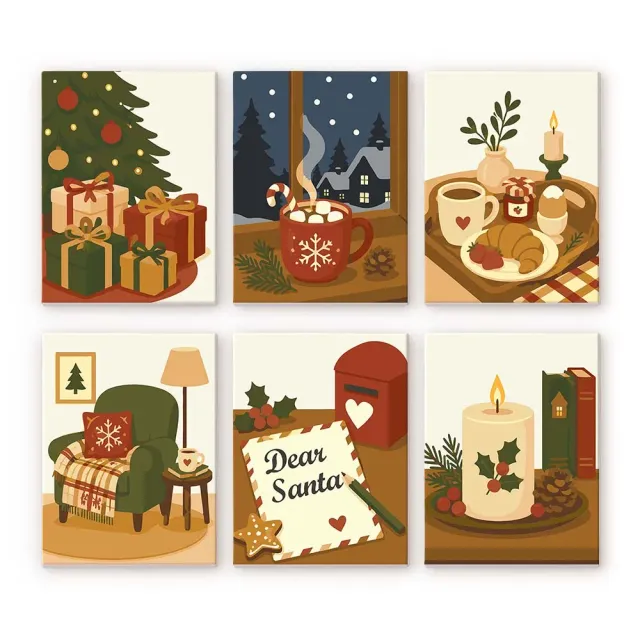 Figured'Art Mini Feestelijke Wintermomenten schilderen op nummer 6 stuks