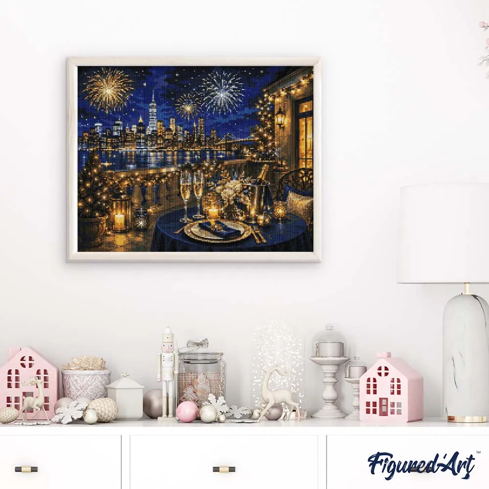 Figured'Art Sprankelende Kerstavond diamond painting 40x50 cm