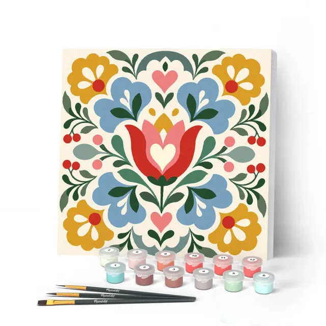 Figured'Art Bloemenmandala mini schilderij 20x20cm met lijst