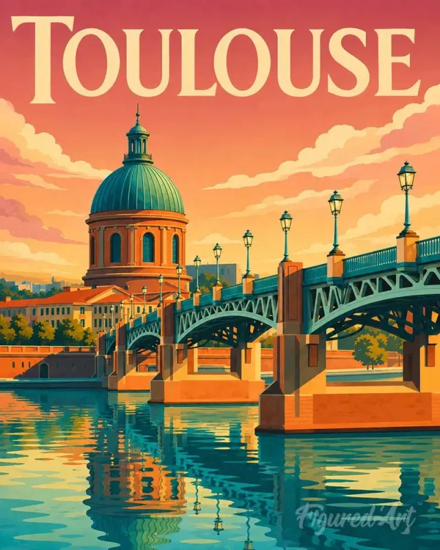 Figured'Art Reisposter Kanaalbrug Toulouse schilderen op nummer 40x50 cm