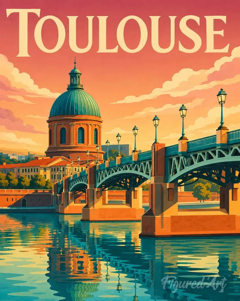 Figured'Art Reisposter Kanaalbrug Toulouse schilderen op nummer 40x50 cm