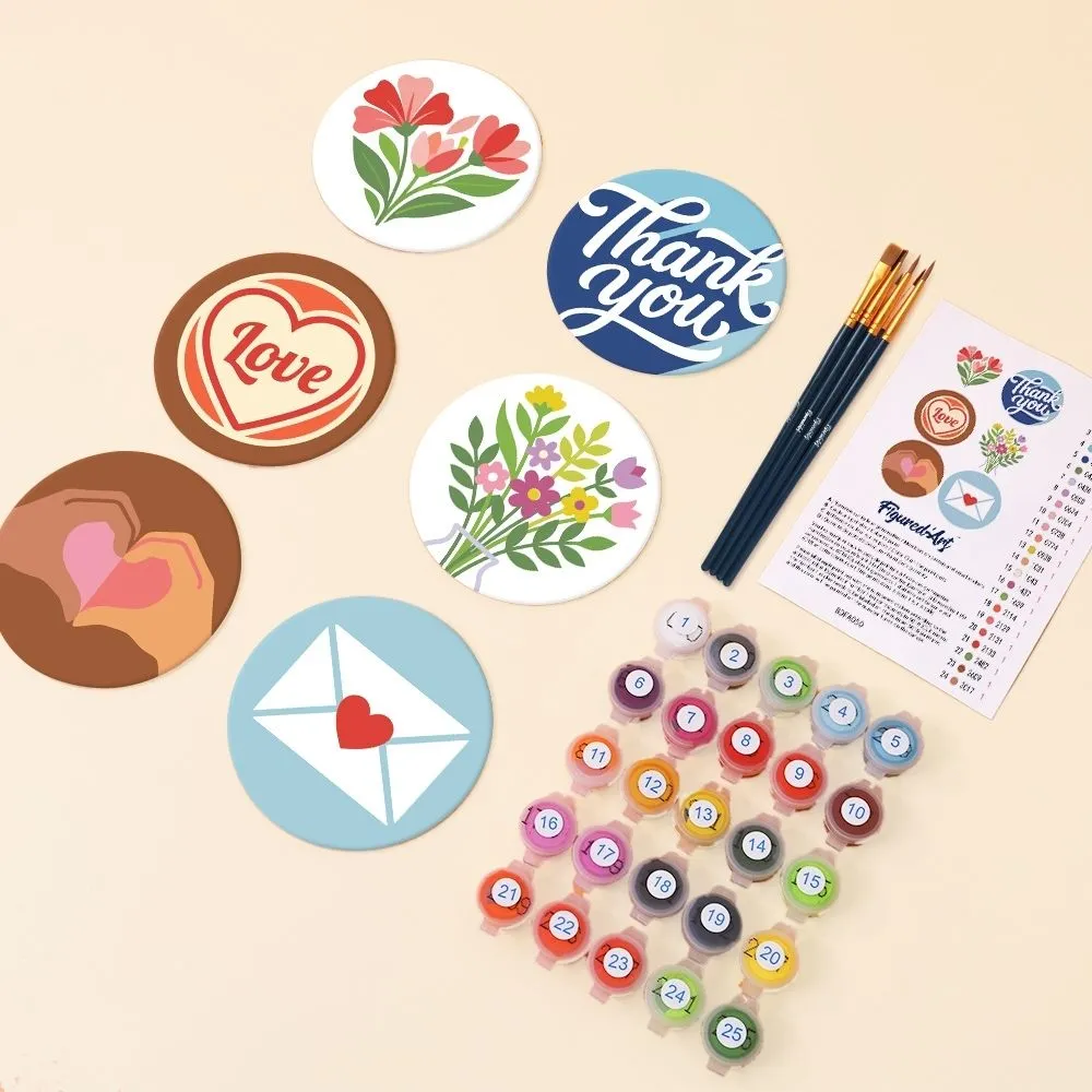 Figured'Art Liefdesboodschappen onderzetters schilderen op nummer 10cm