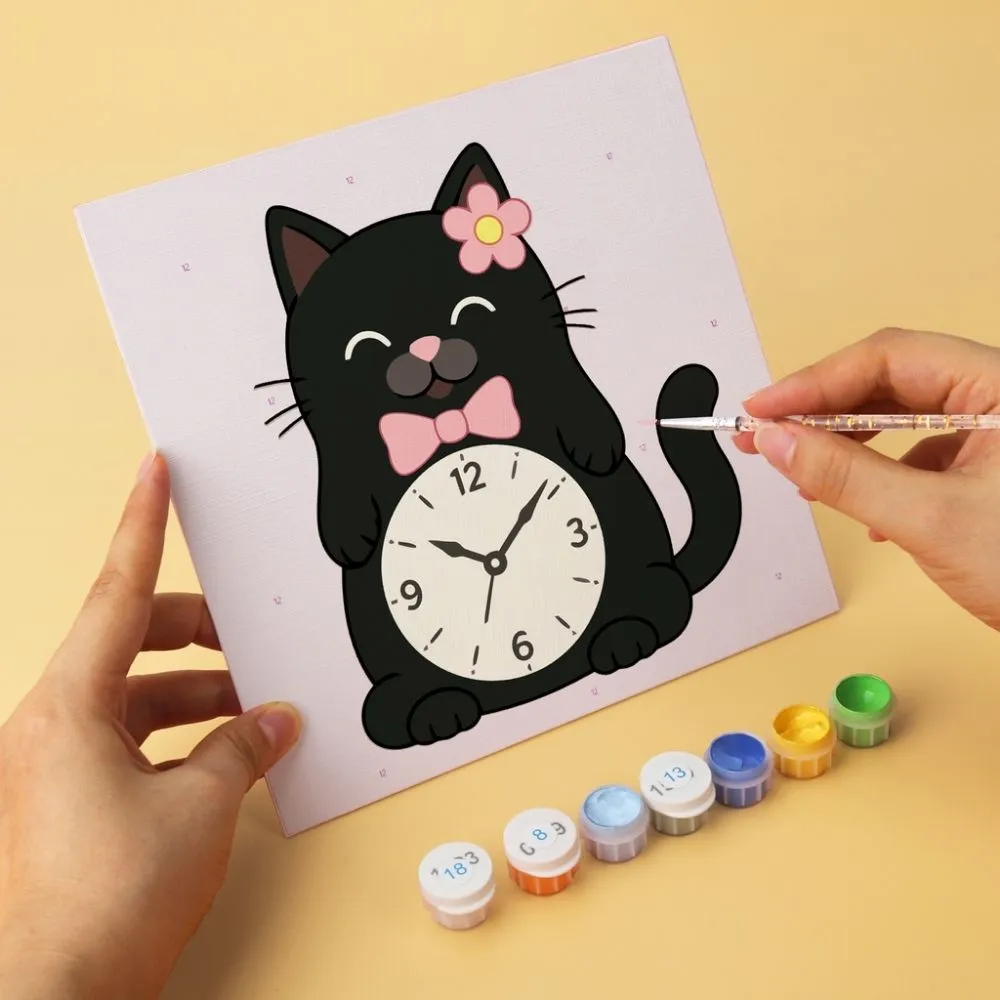 Figured'Art Mini Tik-tak-katten schilderen op nummer 20x20 cm set van 6