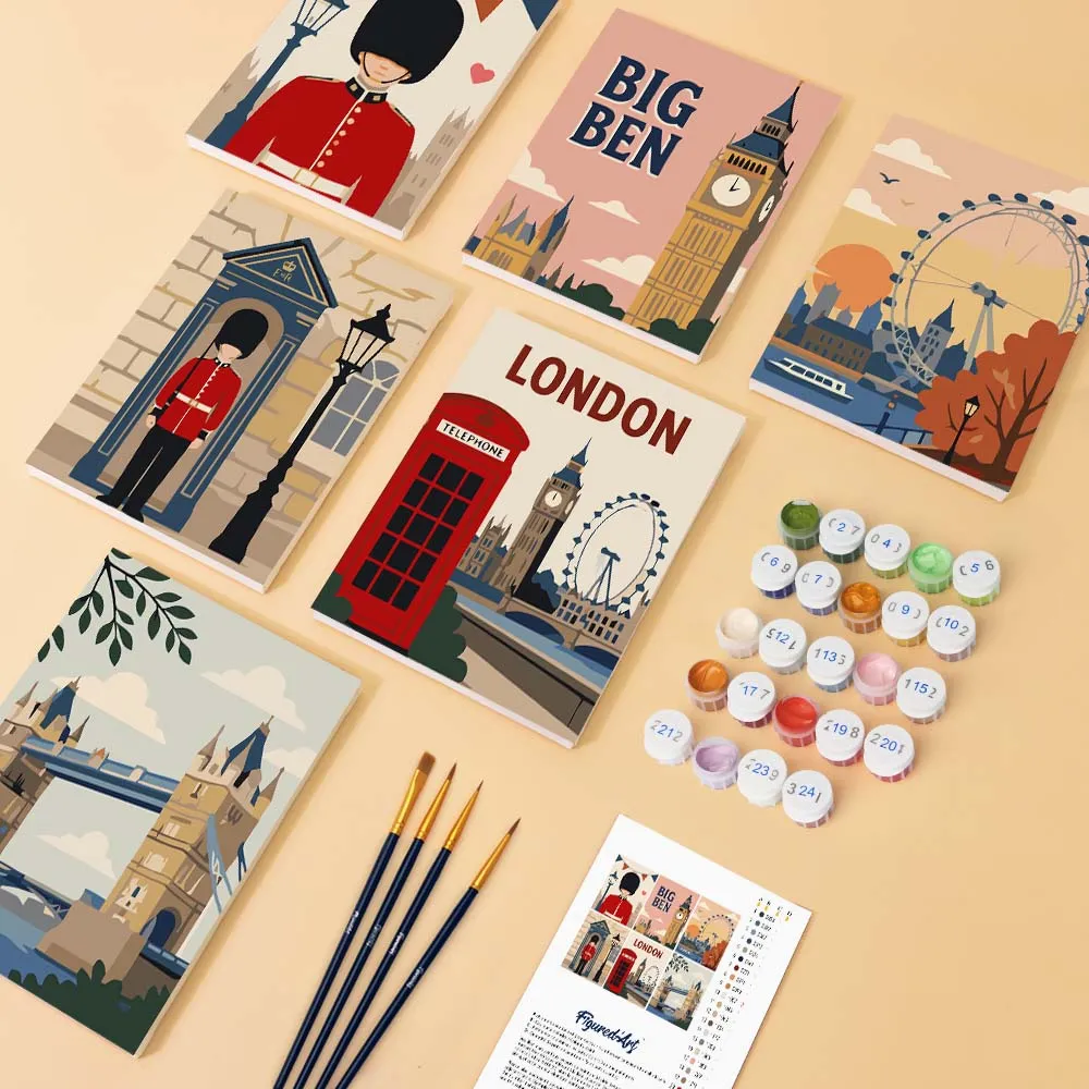 Figured'Art Mini Ansichtkaarten uit Londen schilderen op nummer 6x 15x20cm