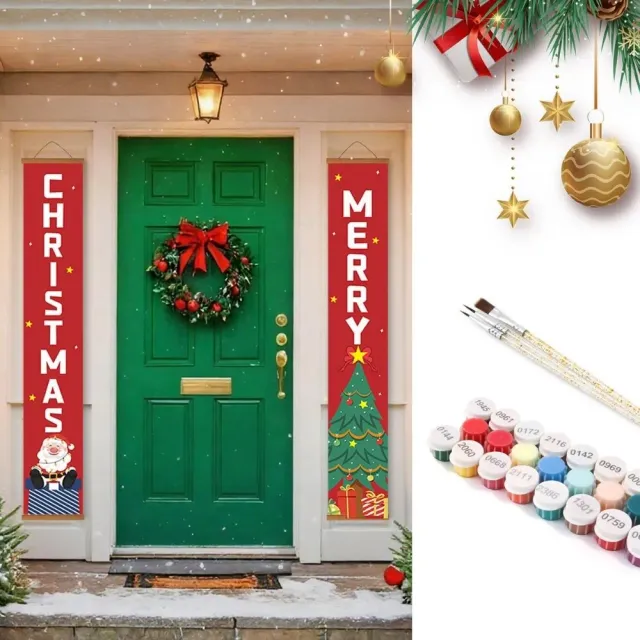 Figured'Art Kerstboom deur banners schilderen op nummer 20x120 cm