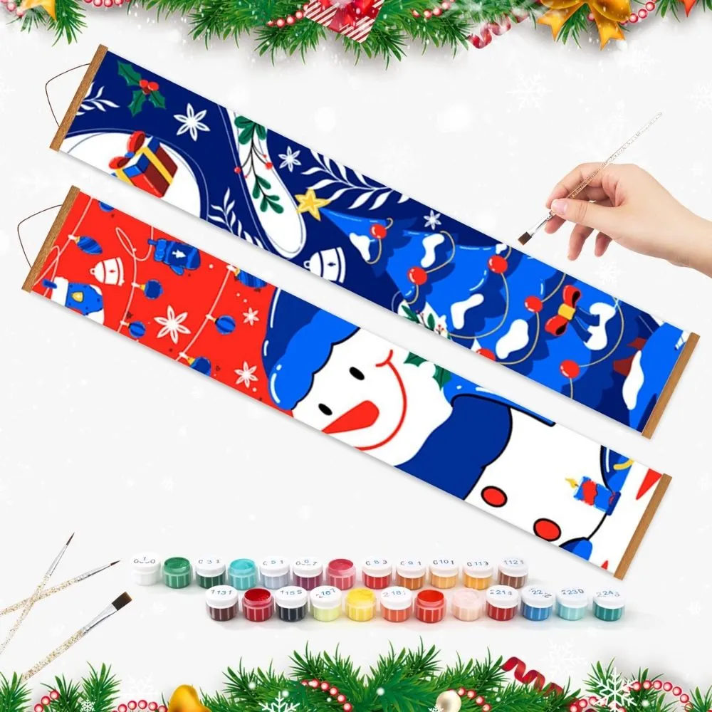 Figured'Art Vrolijke Frosty deurbanner 20x120 cm 2 stuks kerst
