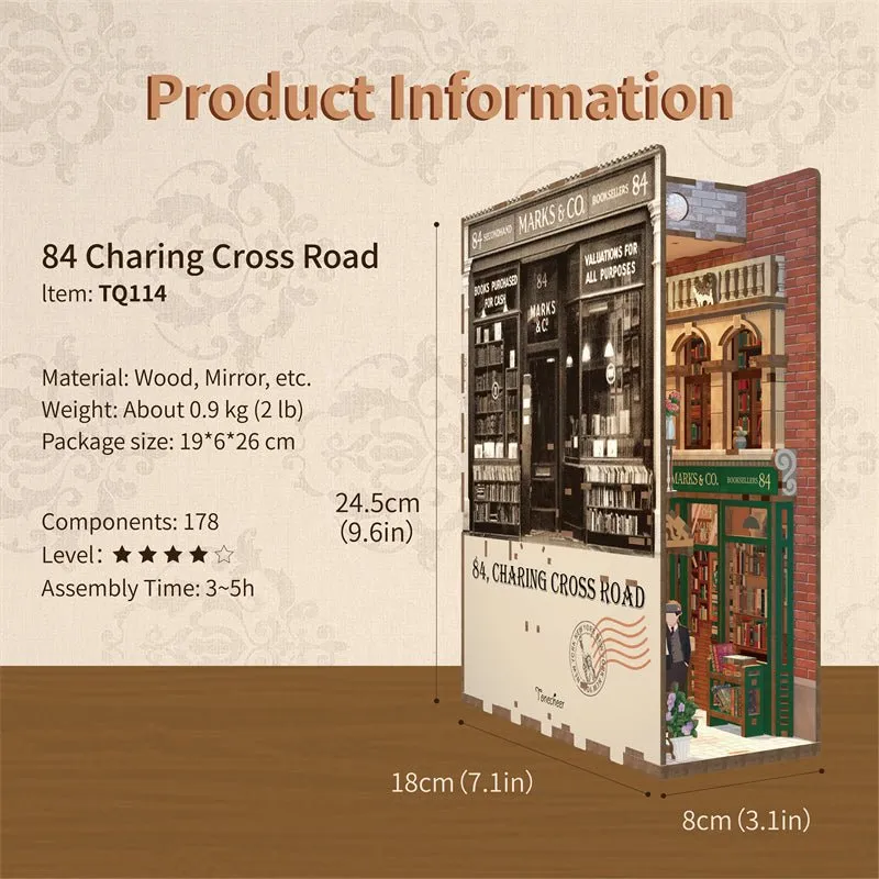 Figured'Art 84 Charing Cross Road book nook 24,5 cm met led