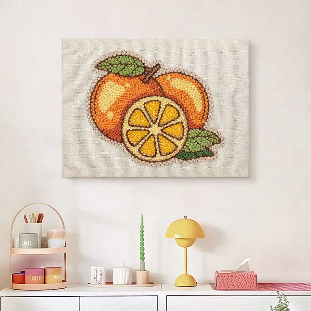 Figured'Art Punch Needle Verse Sinaasappels 20x30 cm Frame Zacht Garen