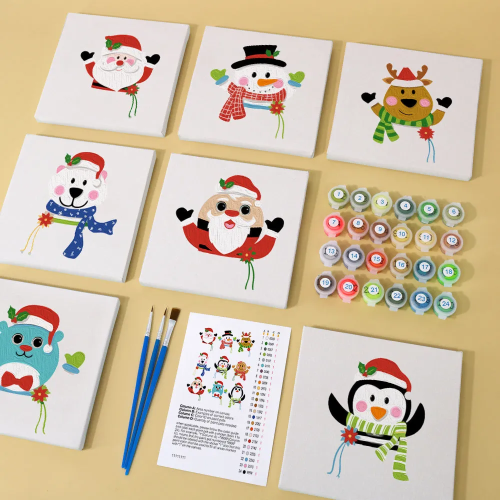 Figured'Art Mini Schattige Kerstpersonages schilderen op nummer 9x 15x15cm