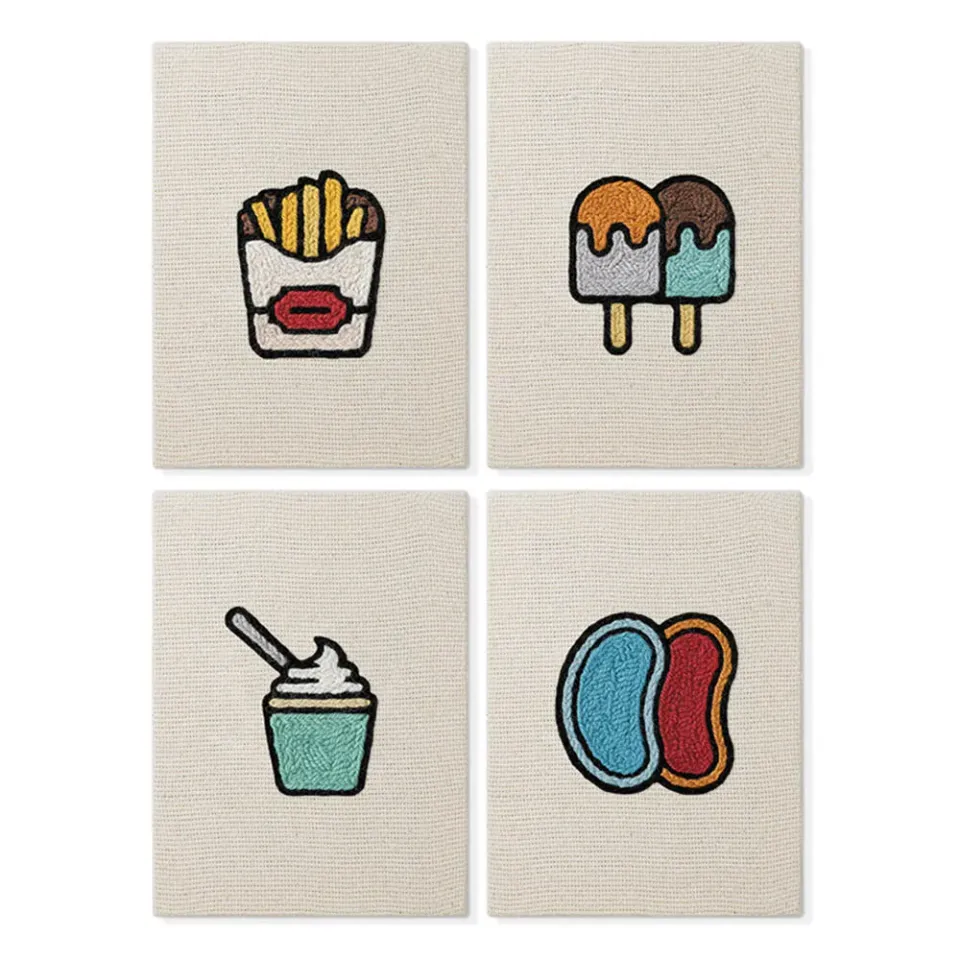 Figured'Art Kawaii Snacks punch needle set 4 stuks met frames