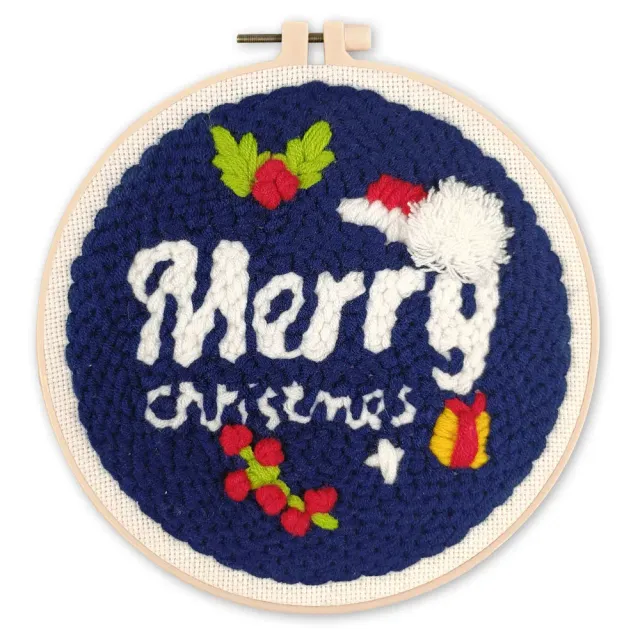 Figured'Art Vrolijk Kerstfeest punch needle pakket 20cm