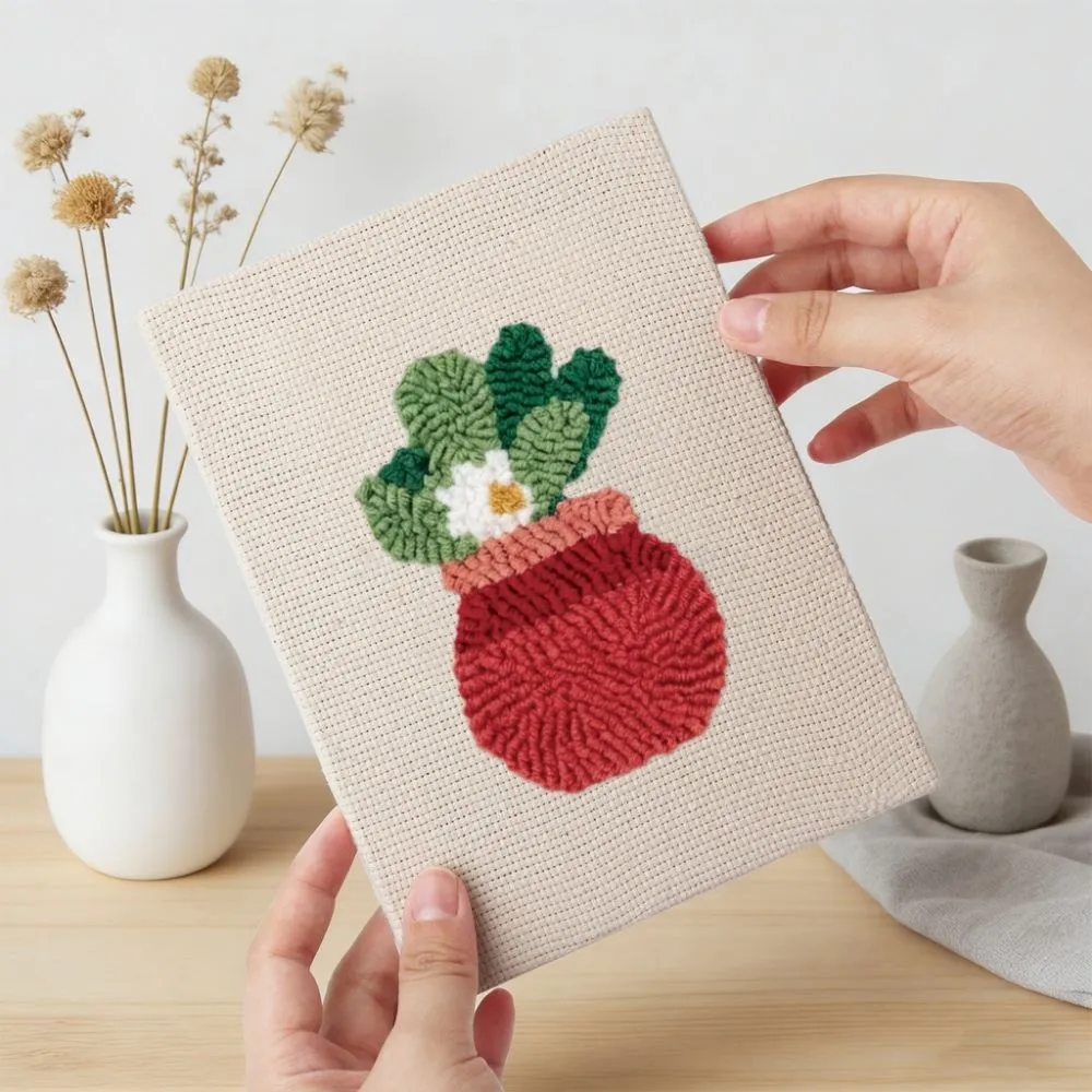 Figured'Art Thuis Tuin Sfeer punch needle set 4 stuks 15x20 cm