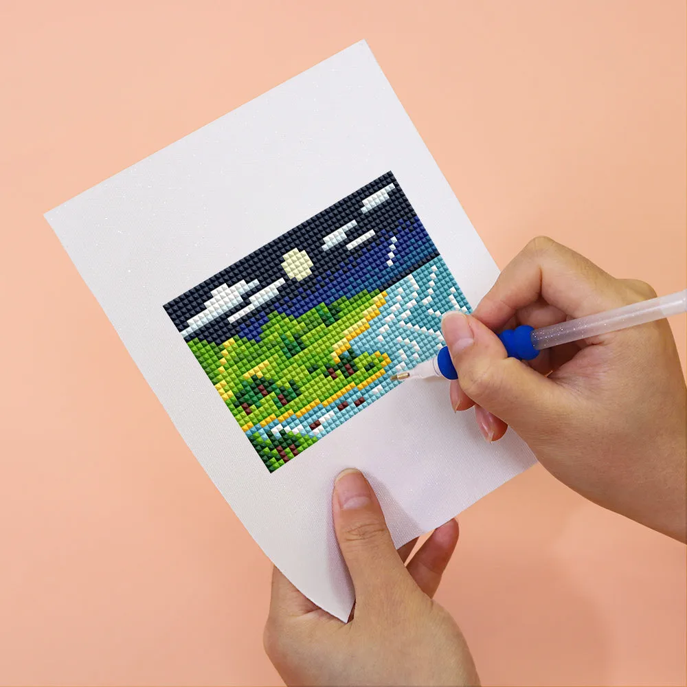Figured'Art Landschappen van Dag en Nacht mini diamond painting 2x 15x20 cm