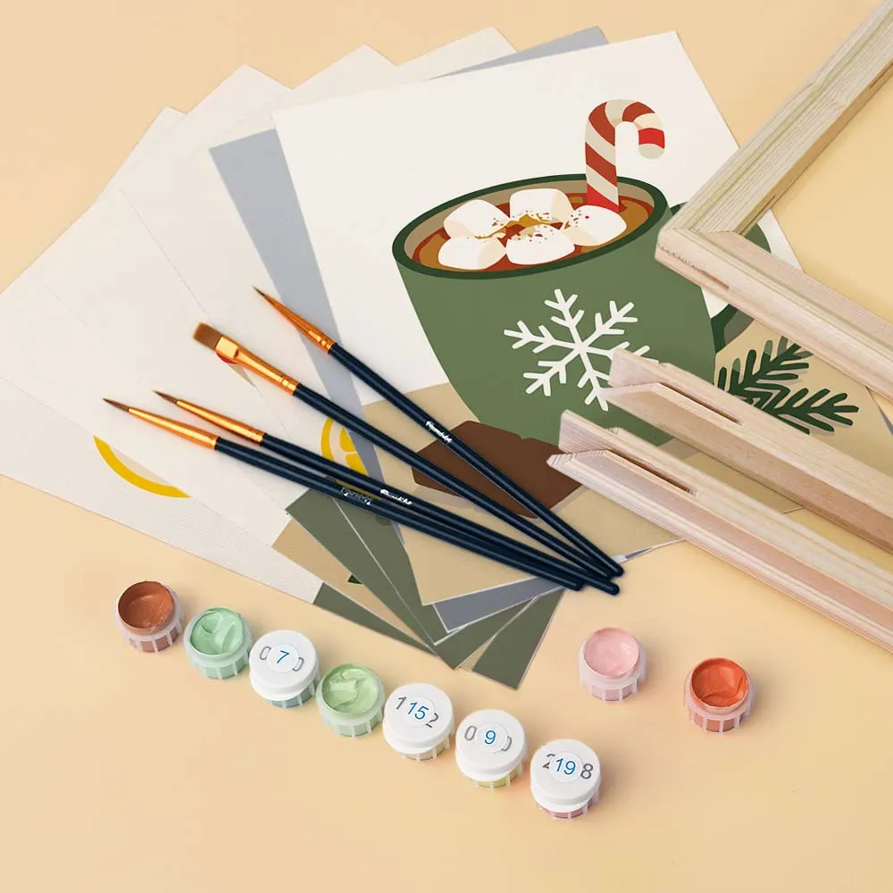 Figured'Art Gezellige Winterdranken mini schilderen op nummer 6 stuks
