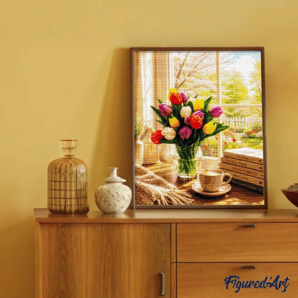 Figured'Art Frisse Beginpunten diamond painting 40x50cm bloemen