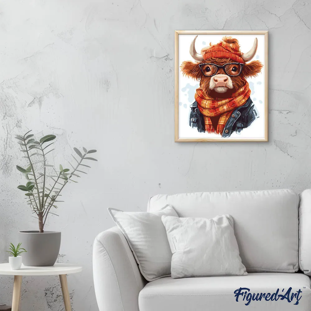 Figured'Art Knusse Schotse Hooglander schilderen op nummer 40x50cm