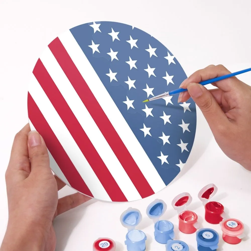 Figured'Art Amerikaanse Vlag schilderen op nummer placemats 6 stuks 20 cm
