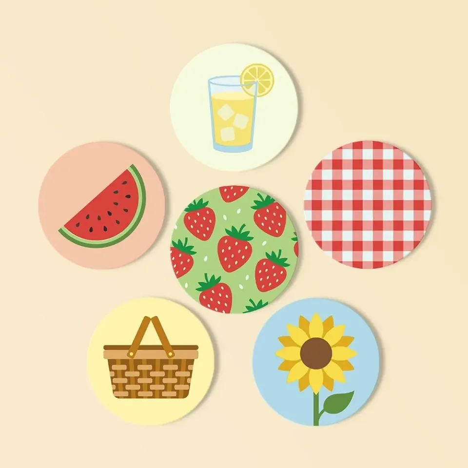 Figured'Art Zomerpicknick schilderen op nummer onderzetters 6 stuks