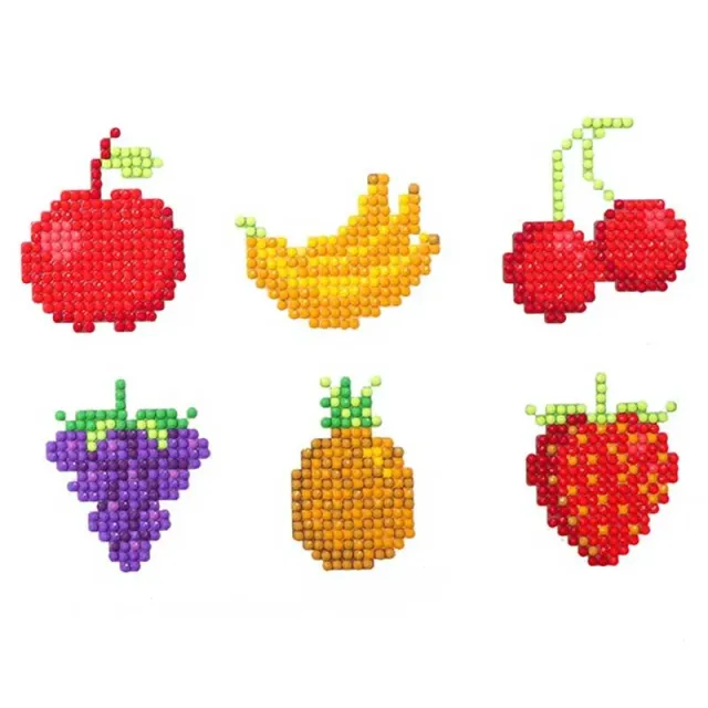 Figured'Art Fruit diamond painting stickers set 6 stuks rond