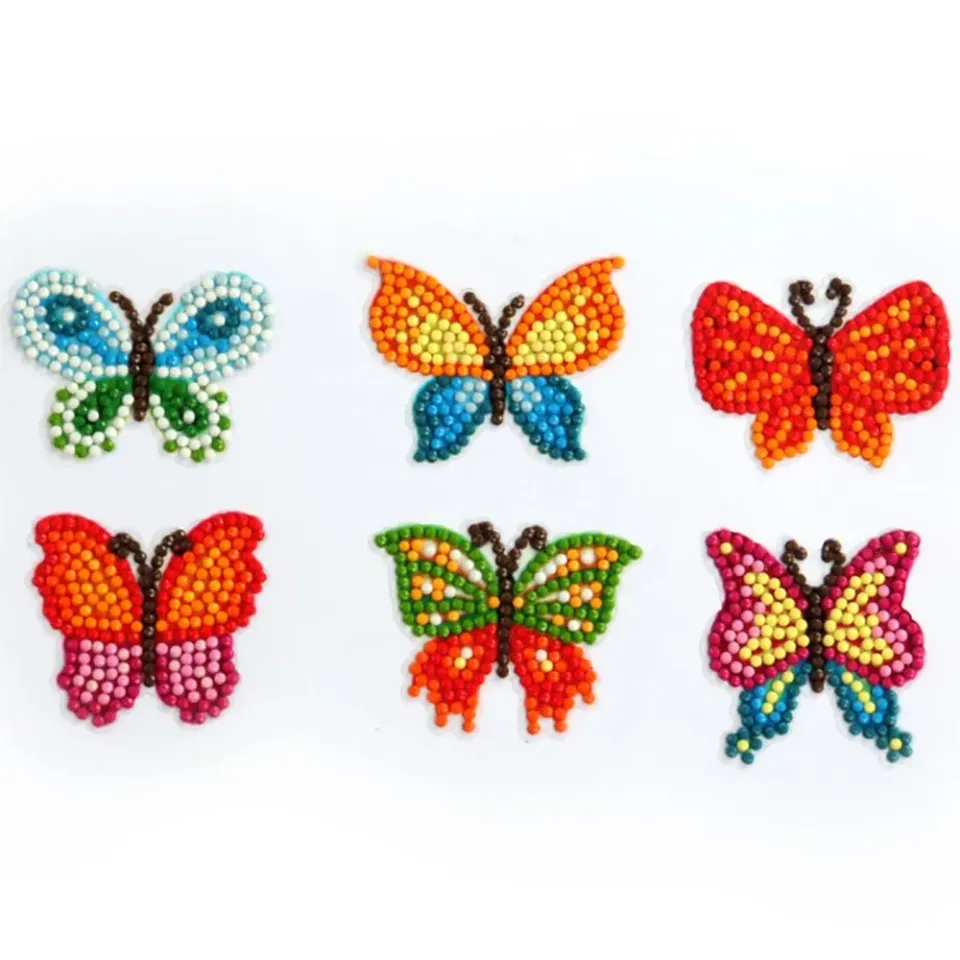 Figured'Art Vlinders diamond painting stickers kinderen 6 stuks