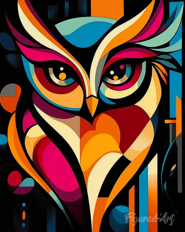 Figured'Art Gedurfd Abstract Uil diamond painting 40x50 cm uil
