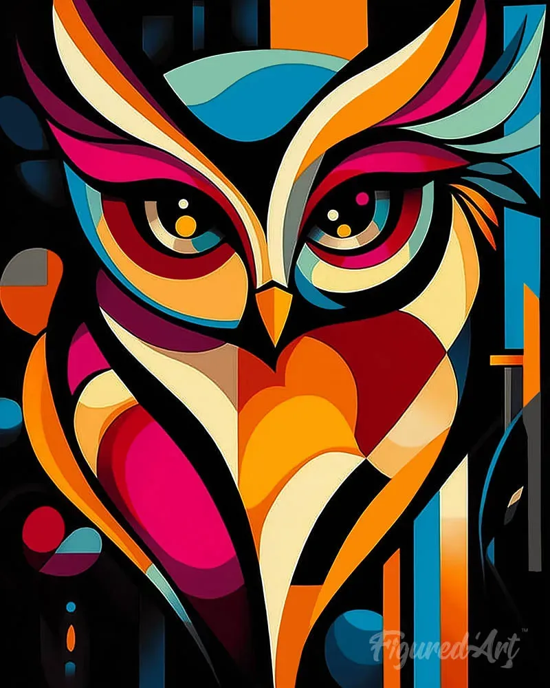 Figured'Art Gedurfd Abstract Uil diamond painting 40x50 cm uil