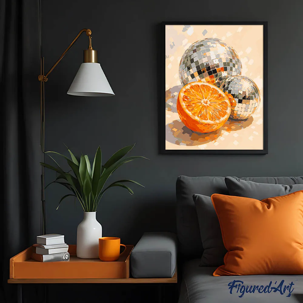 Figured'Art Disco-oranje schilderen op nummer 40x50 cm stilleven