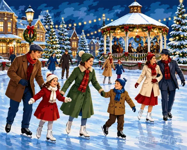 Figured'Art Winterplezier met het gezin diamond painting winter