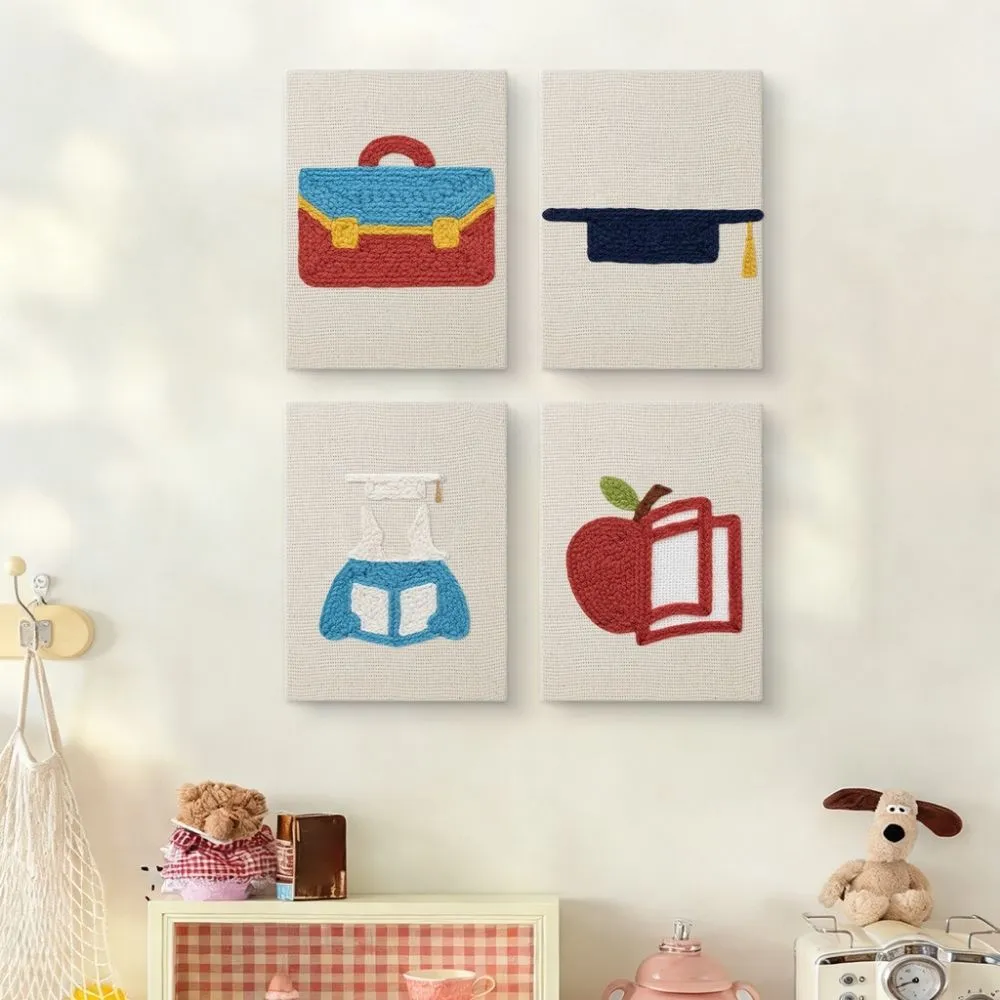 Figured'Art Studietijd punch needle set 4 stuks 15x20 cm